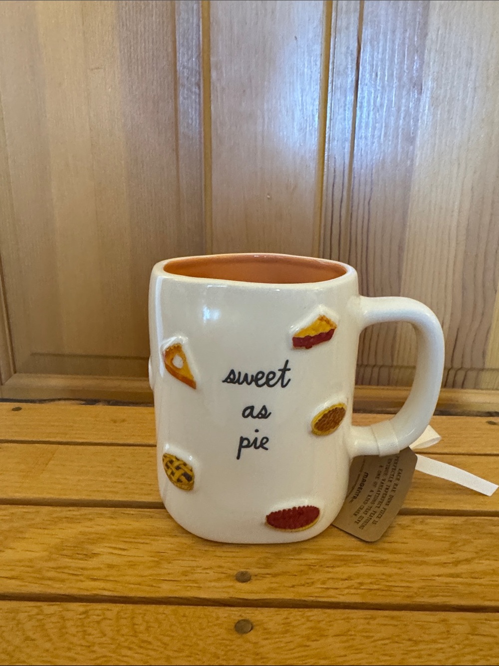 Rae Dunn White Mug with Orange Interior - "Sweet as Pie"